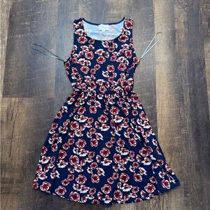 French Grey navy Floral Patterned dress